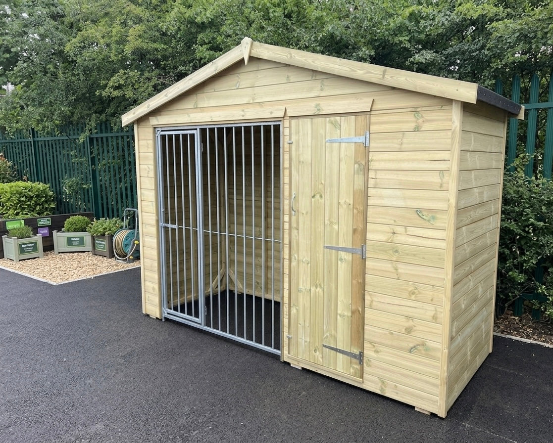 Heavy Duty Tanalised Dog Kennel & Run Apex Roof