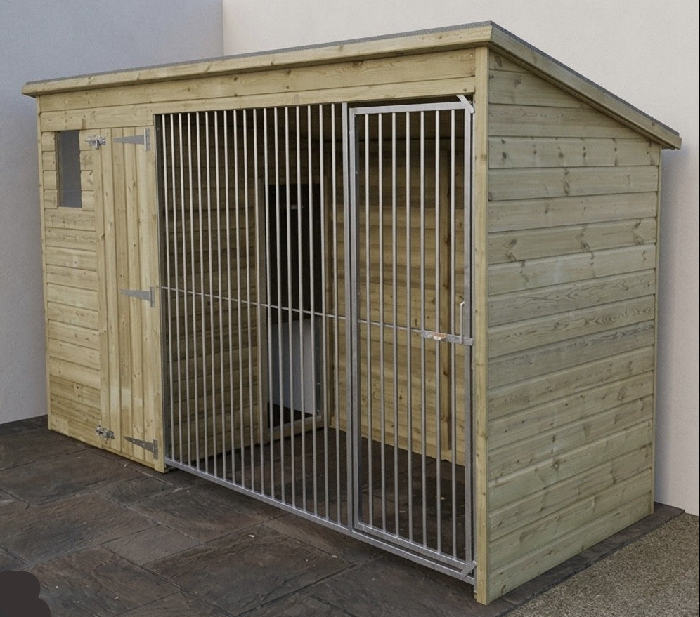 Heavy Duty Tanalised Dog Kennel & Run Pent Roof